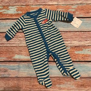 Firetruck Striped Button Snap Footed PJ